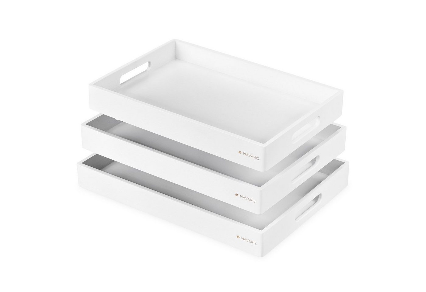Navaris Tablett Serviertablett - 3x Servierplatte - rechteckig - Tabletttisch, Bambus, (3-tlg) von Navaris