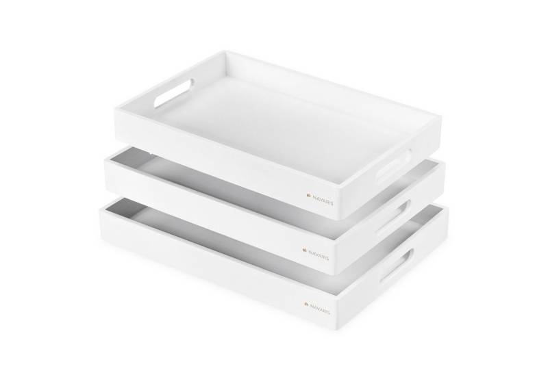 Navaris Tablett Serviertablett - 3x Servierplatte - rechteckig - Tabletttisch, Bambus, (3-tlg) von Navaris