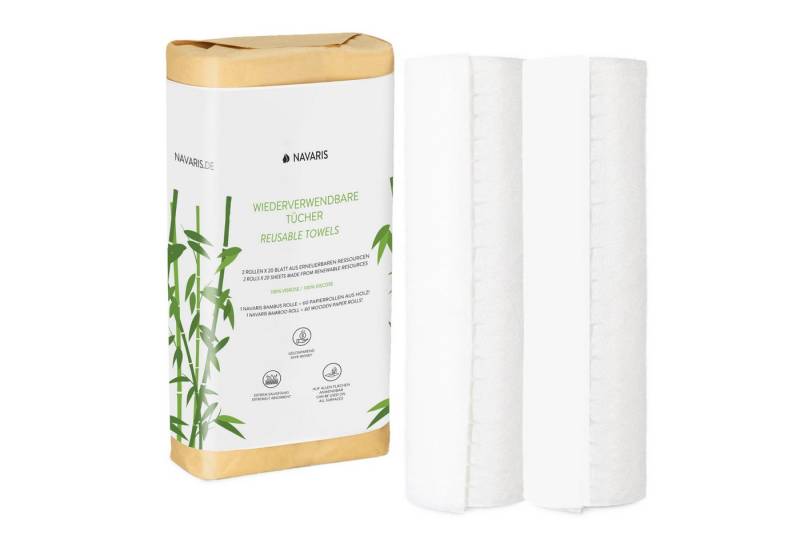Navaris Papierhandtuch 2er-Set waschbare Viskosetücher/Küchenrollen aus Viskose (1-St) von Navaris
