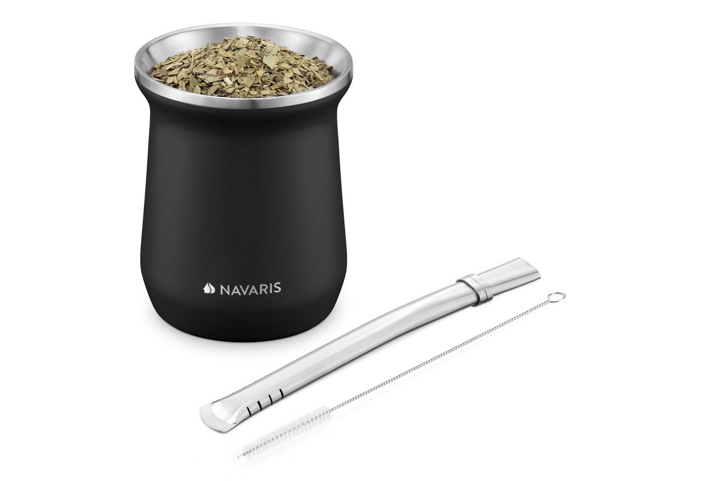 Navaris Teekanne Yerba Mate Becher Set aus Edelstahl - 300ml inkl. Bombilla von Navaris