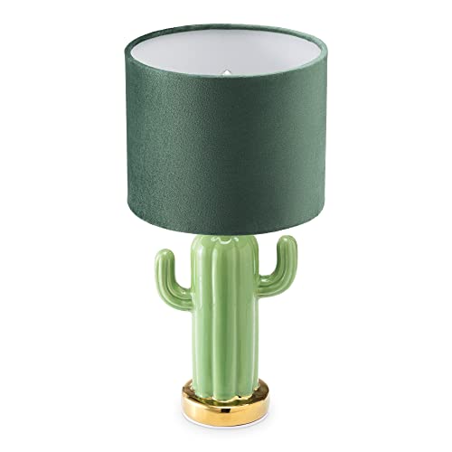 Navaris Tischlampe im Kaktus Design - 32,5cm hoch - Deko Keramik Lampe für Nachttisch oder Beistelltisch - Dekolampe mit E14 Gewinde - Leuchte in Grün von Navaris