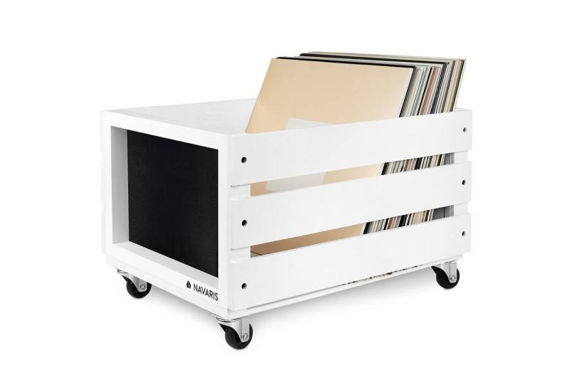 Navaris Transportbehälter Holz Schallplatten Kiste Kreidetafel Räder 42,9x34,4x28cm 80 LP Weiß, (1-St) Navaris Transportbehälter Holz Schallplatten Kiste Kreidetafel Räder 42,9x34,4x28cm 80 LP Weiß, (1-St) von Navaris