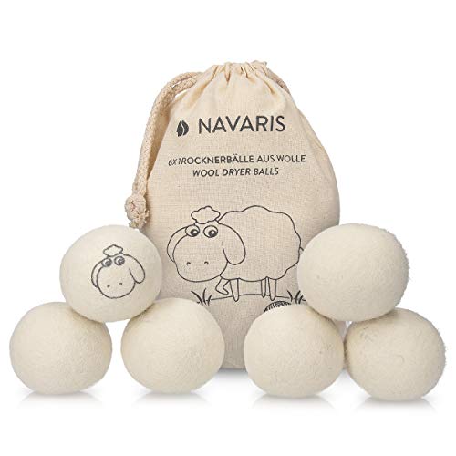 Navaris Trocknerbälle 6er Pack ökologisch - Ball für Wäschetrockner aus 100% Wolle - Umweltschonende Filzbälle - Bio Weichspüler Alternative von Navaris