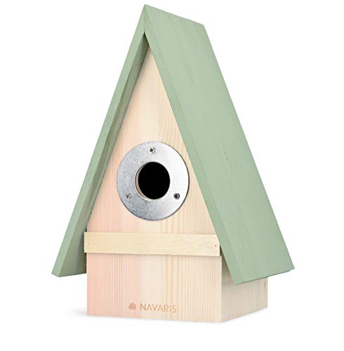 Navaris Vogelhaus aus Holz zum Aufhängen - Nistkasten für Singvögel, Meise, Star - Vogelhäuschen mit geschütztem Einflugloch - Vogel Brutkasten von Navaris