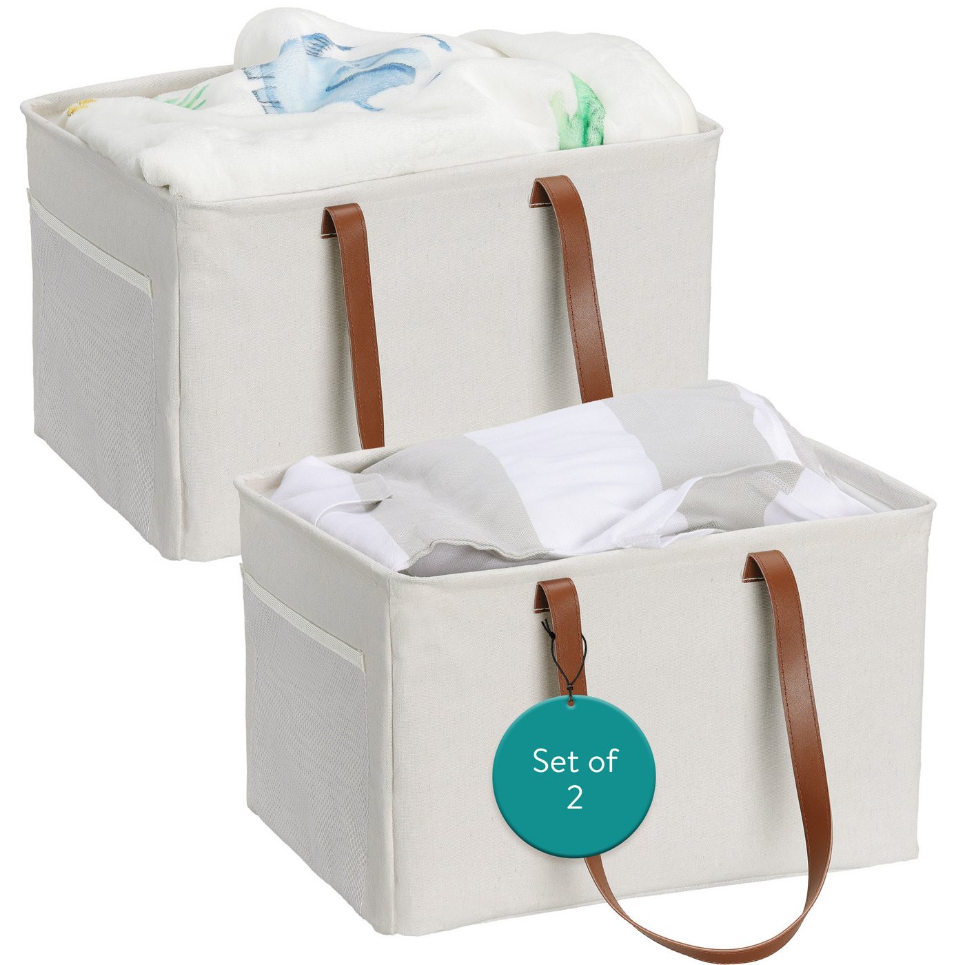 Navaris Aufbewahrungsbox Faltbarer Wäschekorb 2er Set - Wäschekorb faltbar - Wäschesammler (1 St) von Navaris