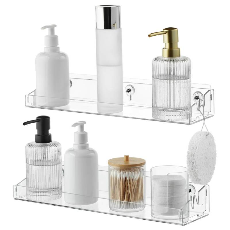 Navaris Wandregal Acryl Schweberegal - 2x Regale - Badezimmer Regal ohne Bohren - Regal, 2-tlg. von Navaris