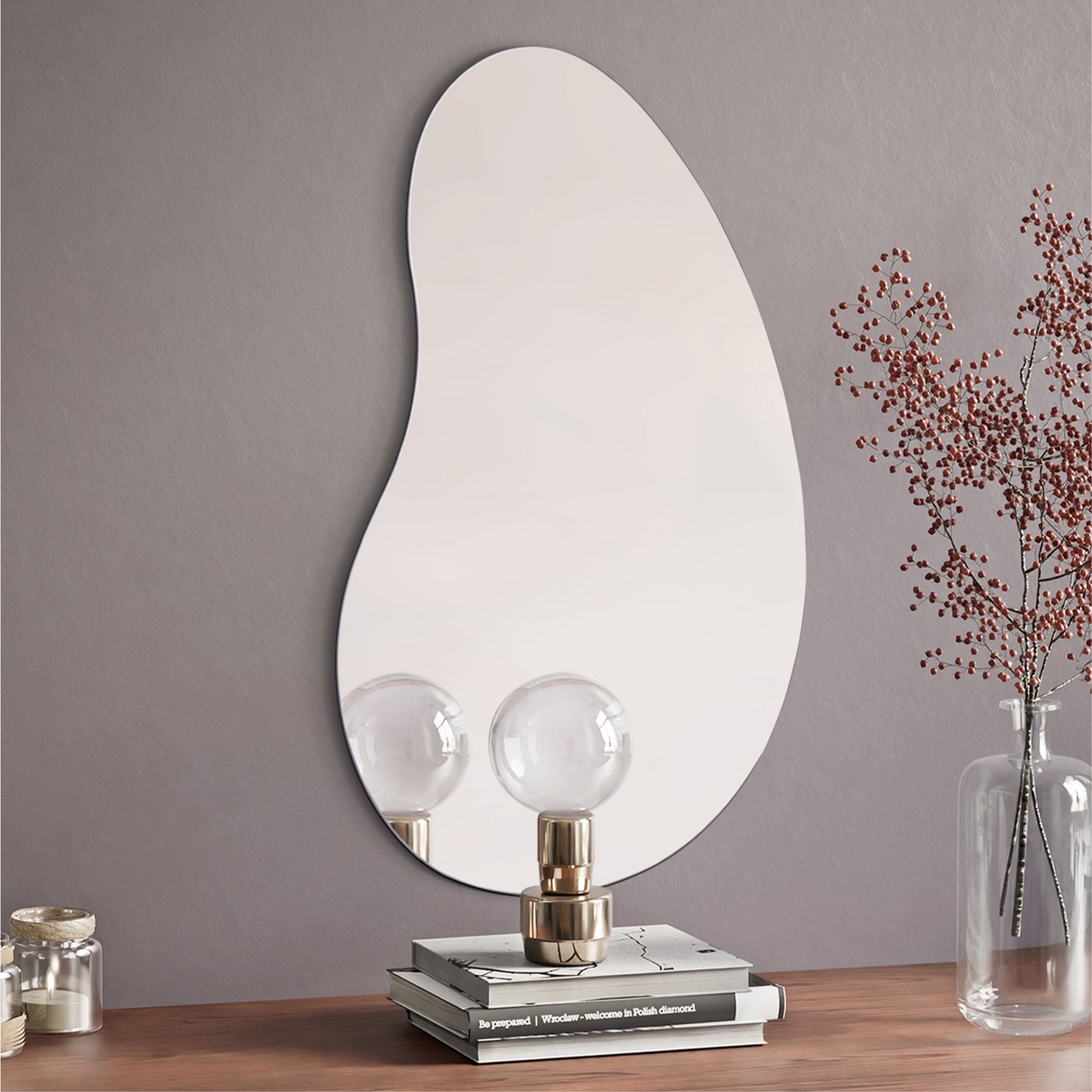 Navaris Wandspiegel Gewellter Spiegel groß - Deko Spiegel wavy asymmetrisch - 30x60cm (1-St) von Navaris