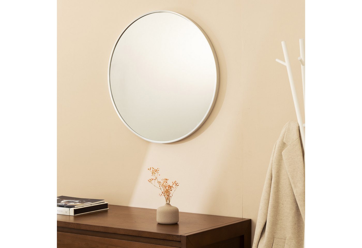 Navaris Wandspiegel Wandspiegel rund mit Rahmen - Deko Spiegel Ø 60cm zum Aufhängen (1-St) von Navaris