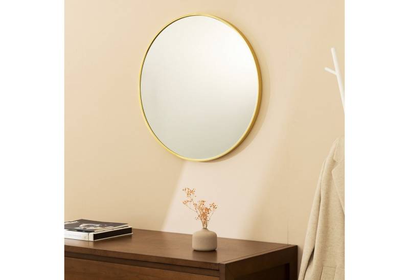 Navaris Wandspiegel Wandspiegel rund mit Rahmen - Deko Spiegel Ø 60cm zum Aufhängen - Gold (1-St) von Navaris