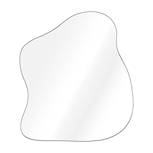 Navaris Wandspiegel Groß Ohne Rahmen - 37 x 32 cm Zum Aufhängen - Badezimmerspiegel Flur WC - Asymmetrisch Dekorativ - Wellen Design von Navaris