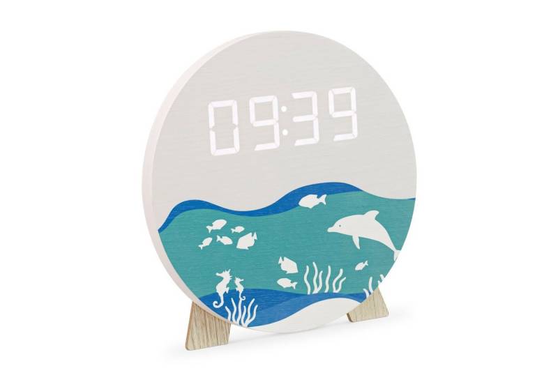 Navaris Wanduhr Design Digitaluhr aus Holz - LED Wanduhr - Uhr mit USB Kabel von Navaris