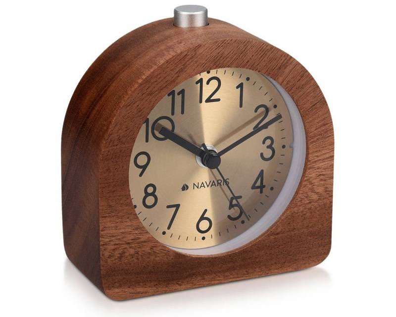 Navaris Wecker Analog Holz Wecker mit Snooze, Retro Uhr Halbrund/Quadrat von Navaris