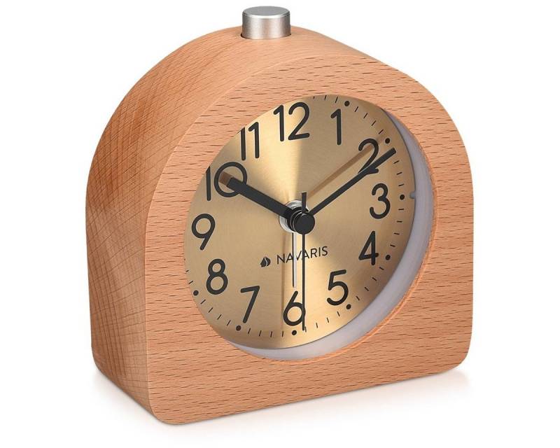 Navaris Wecker Analog Holz Wecker mit Snooze, Retro Uhr Halbrund/Quadrat von Navaris