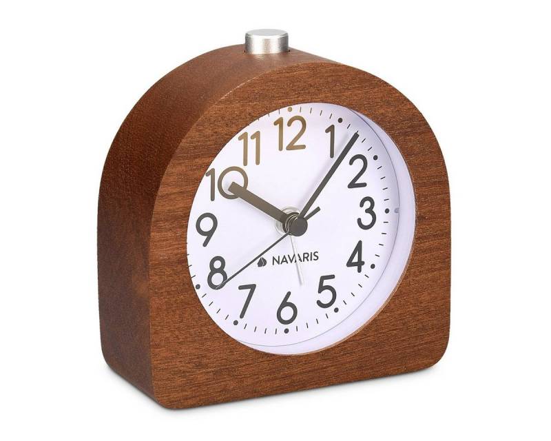 Navaris Wecker Retro Wecker aus Holz - Mit Snooze und Alarmlicht, leise von Navaris