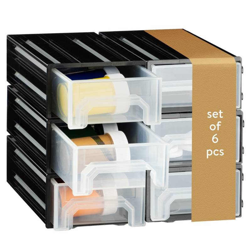 Navaris Werkzeugbox Kleinteile Magazin mit 6 Schubladen - Sortierkasten Sortierbox (6 St) von Navaris