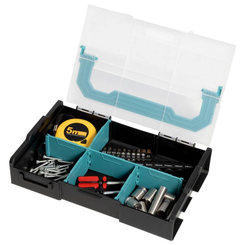 Navaris Werkzeugbox Sortimentskasten mit Trennwänden - Werkzeug und Schrauben Aufbewahrung (1 St), Sortierbox für Kleinteile - 1x Organizer mit 6 Fächern von Navaris