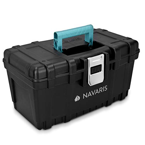 Navaris Werkzeugkasten 16" Box leer - 40,6 x 23,8 x 22cm - 19 Liter Volumen - mit einer Stahlschließe - Werkzeugbox Koffer Kiste ohne Werkzeug von Navaris