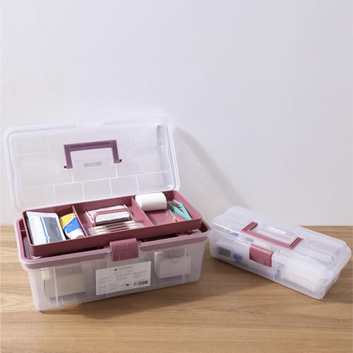 Navaris Werkzeugkoffer pink 2er Set - Nähkasten Bastelbox Bastelkoffer leer - Bastelkiste Aufbewahrungskoffer - Schuhputzkasten Nähbox Bastelbox Aufbewahrung - Bastel Organizer von Navaris