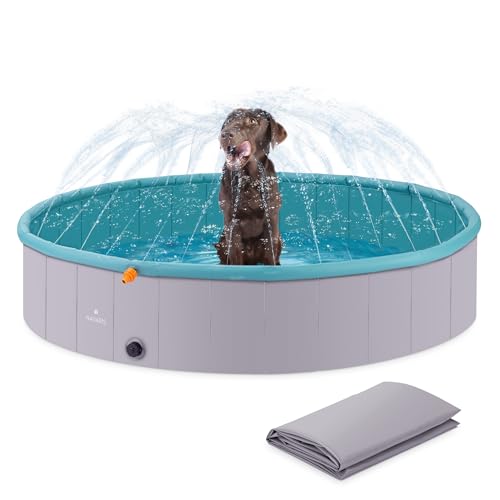 Navaris XL Hundepool Planschbecken faltbar mit Sprinkler - Hunde Pool aus Kunststoff - Agility Hundespielzeug - Hundeschwimmbecken Hundedusche von Navaris