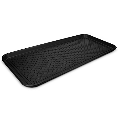 Navaris XL Schuhabtropfschale Schuhmatte Ablage - Schuhablage 76x38x3cm mit erhöhtem Rand - Abtropfschale Schwarz für Schuhe Regen Herbst Winter von Navaris
