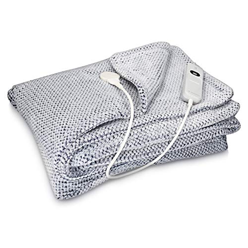 Navaris XXL Heizdecke Wärmedecke - Heizdecke mit Abschaltautomatik - Electric Blanket - Beheizbare Decke - Heated Blanket - 180x130 cm - Waschbar - Wärmedecke elektrisch - Blau von Navaris