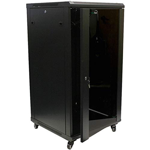navepoint 22U ES Wandhalterung Netzwerk Server Daten Schrank Rack Glas Tür sperren Rollen von NavePoint