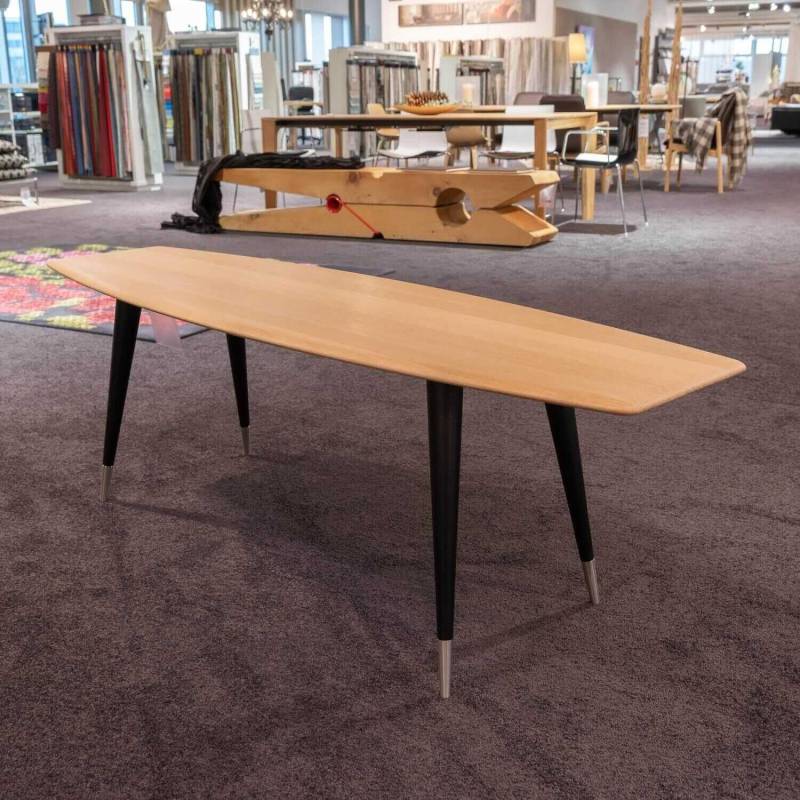 Couchtisch NA/AK Eiche Weiss Öl 2580-2504A Beine schwarz mit Stahlmantel von Naver Collection