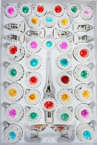 39 tlg. Glas-Weihnachtskugeln Set in "Hochglanz Vintage Silver Style" - Christbaumkugeln - Weihnachtsschmuck-Christbaumschmuck-Reflektorkugeln-Reflexkugeln-Reflector Balls- von Navidacio Traditional Christmas Glass Collection