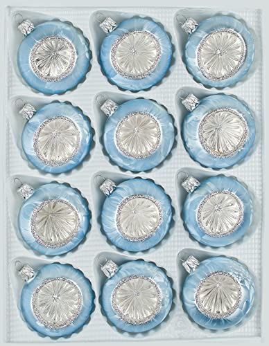 Navidacio 12 TLG. Glas-Weihnachtskugeln Set in 'Vintage Ice Blau Silber' - Reflektorkugeln - Reflexkugeln - Reflector Ball von Navidacio
