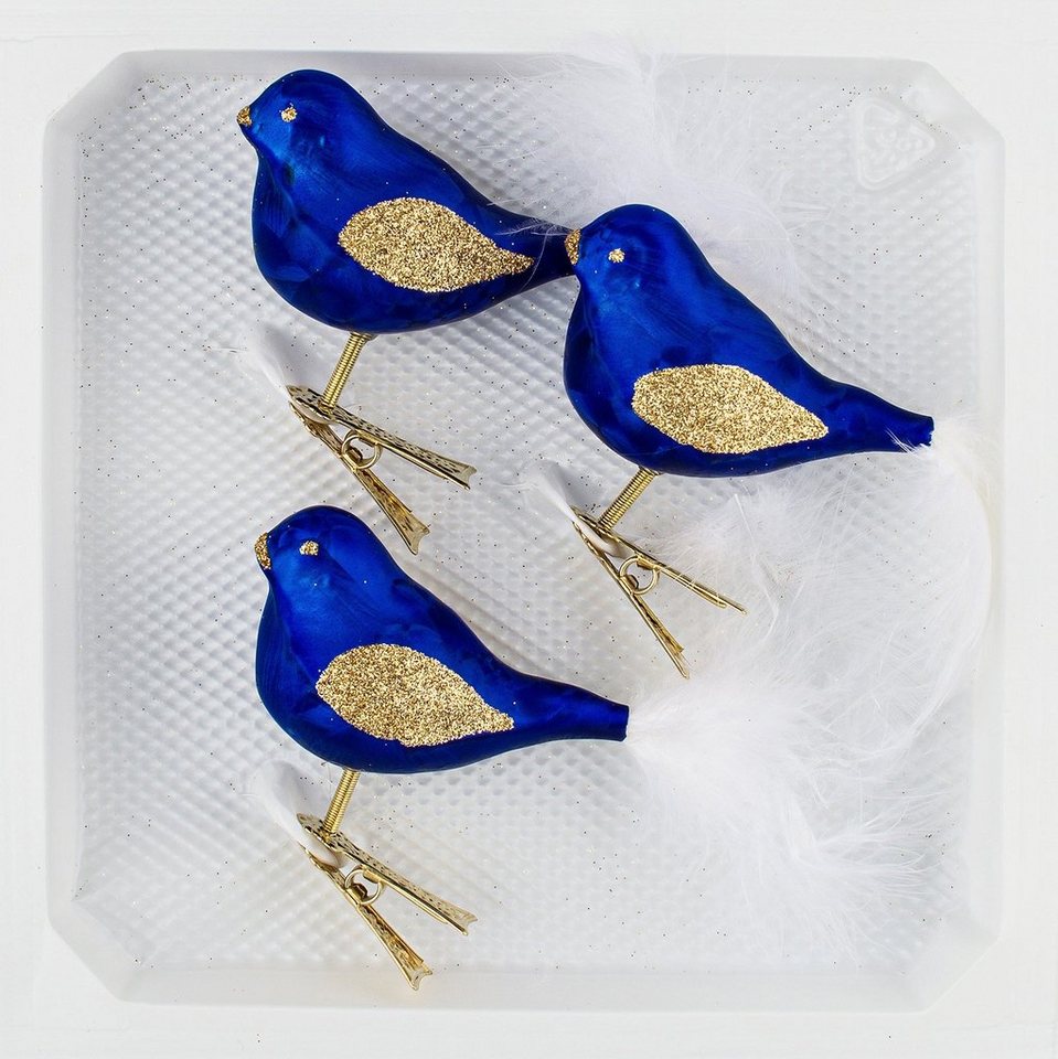 Navidacio Christbaumschmuck 3 tlg. Glas Vogel Set in Ice Royal Blau Gold"" von Navidacio