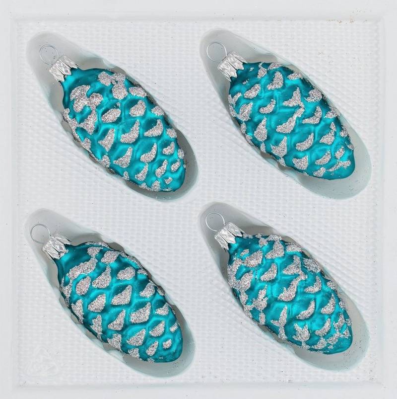 Navidacio Christbaumschmuck 4 tlg. Glas-Tannenzapfen Set in "Ice Petrol-Türkis Silber" Navidacio Christbaumschmuck 4 tlg. Glas-Tannenzapfen Set in "Ice Petrol-Türkis Silber" von Navidacio