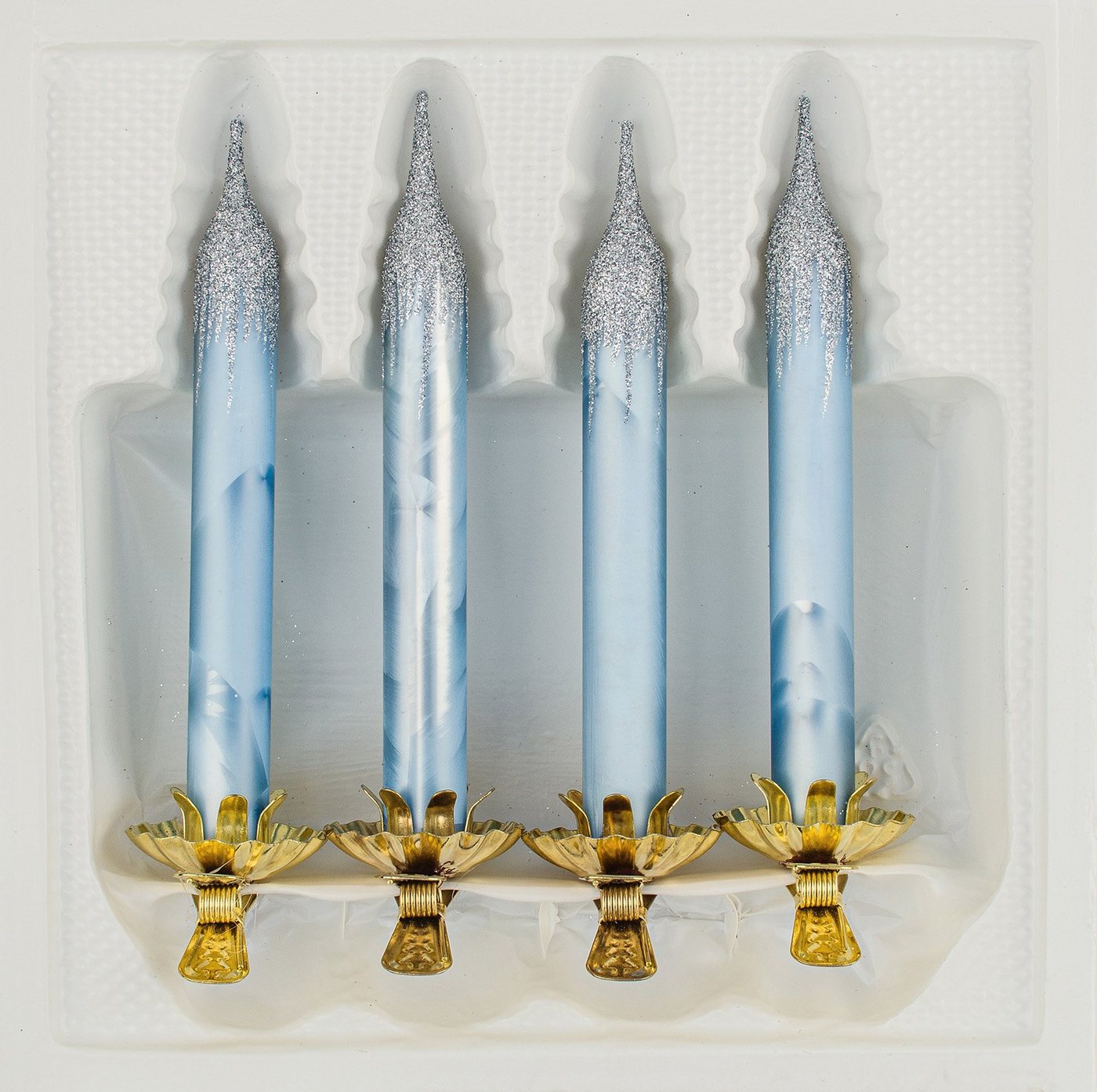 Navidacio Christbaumschmuck 4tlg. Glas-Baumkerzen Set in Ice Blau Silber" - Weihnachtsbaumkerzen" von Navidacio