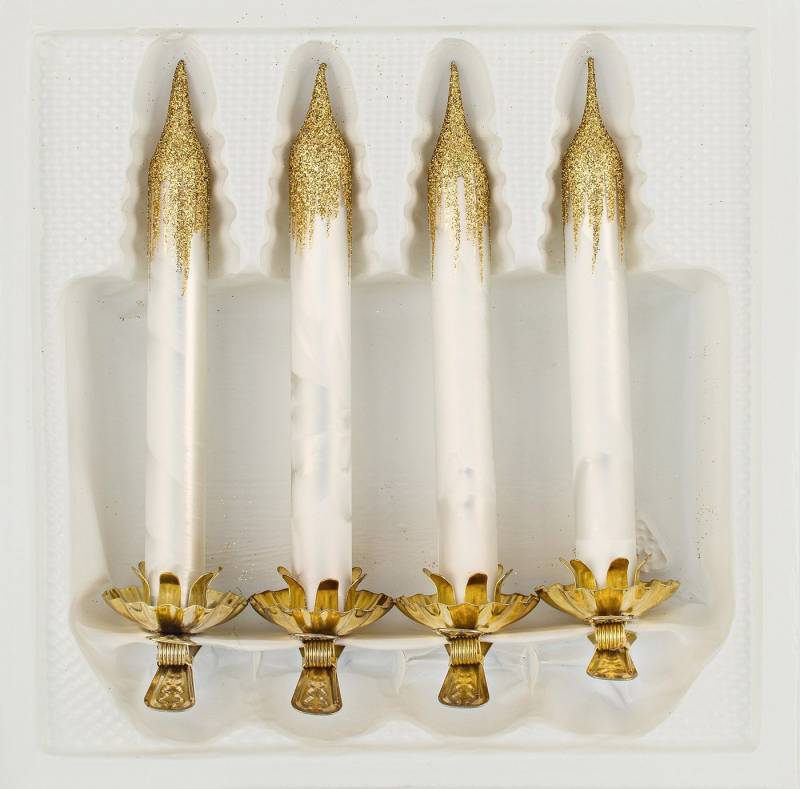 Navidacio Christbaumschmuck 4tlg. Glas-Baumkerzen Set in "Ice Weiss Gold" - Weihnachtsbaumkerzen Navidacio Christbaumschmuck 4tlg. Glas-Baumkerzen Set in "Ice Weiss Gold" - Weihnachtsbaumkerzen von Navidacio