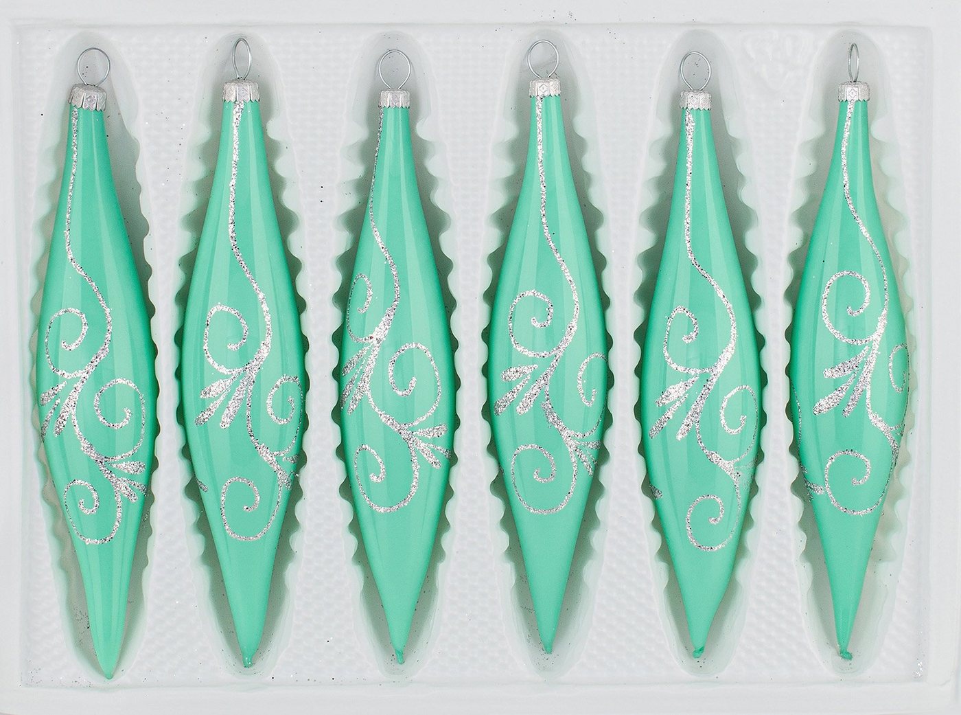Navidacio Christbaumschmuck 6 tlg. Glas-Zapfen Set in Hochglanz Modern Mint Silberne Ornamente Navidacio Christbaumschmuck 6 tlg. Glas-Zapfen Set in Hochglanz Modern Mint Silberne Ornamente von Navidacio