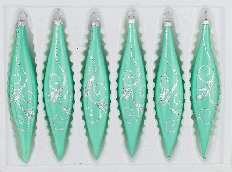 Navidacio Christbaumschmuck 6 tlg. Glas-Zapfen Set in Hochglanz Modern Mint Silberne Ornamente Navidacio Christbaumschmuck 6 tlg. Glas-Zapfen Set in Hochglanz Modern Mint Silberne Ornamente von Navidacio