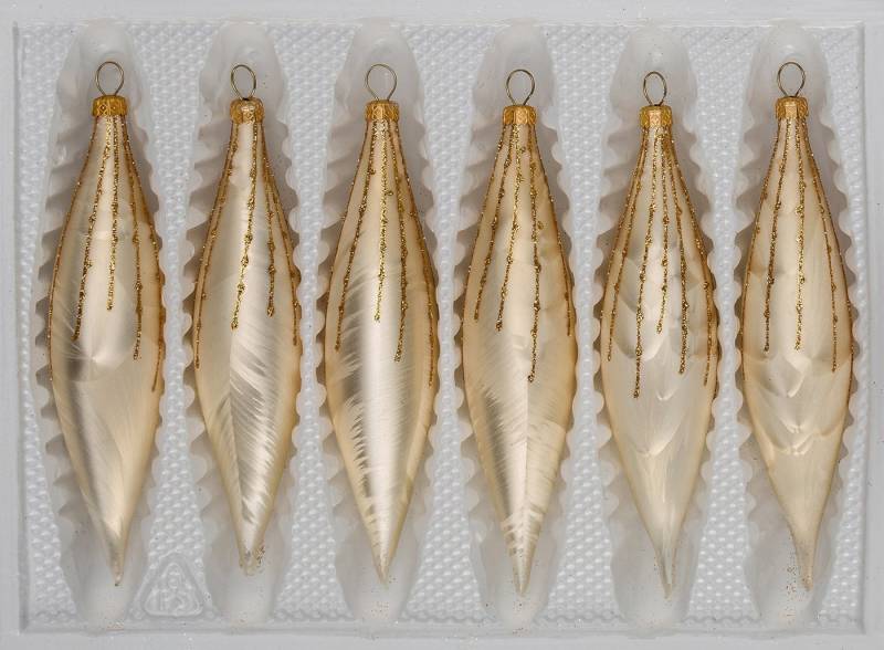 Navidacio Christbaumschmuck 6 tlg. Glas-Zapfen Set in Ice Champagner Gold Regen Navidacio Christbaumschmuck 6 tlg. Glas-Zapfen Set in Ice Champagner Gold Regen von Navidacio