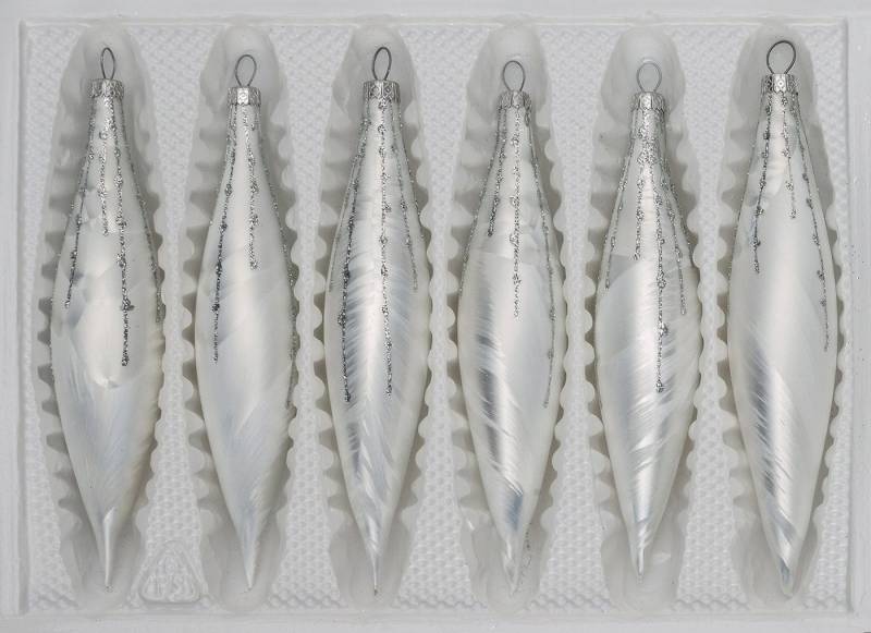 Navidacio Christbaumschmuck 6 tlg. Glas-Zapfen Set in Ice Weiss Silber Regen Navidacio Christbaumschmuck 6 tlg. Glas-Zapfen Set in Ice Weiss Silber Regen von Navidacio