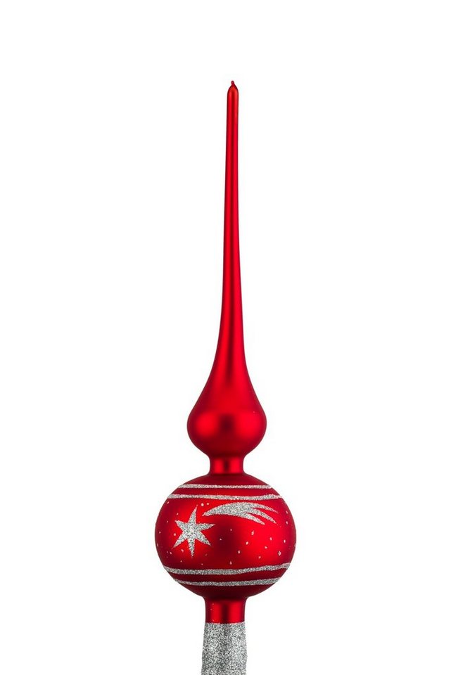 Navidacio Christbaumschmuck Weihnachtsbaumspitze Groß 35cm in Classic Rot Silber Komet von Navidacio