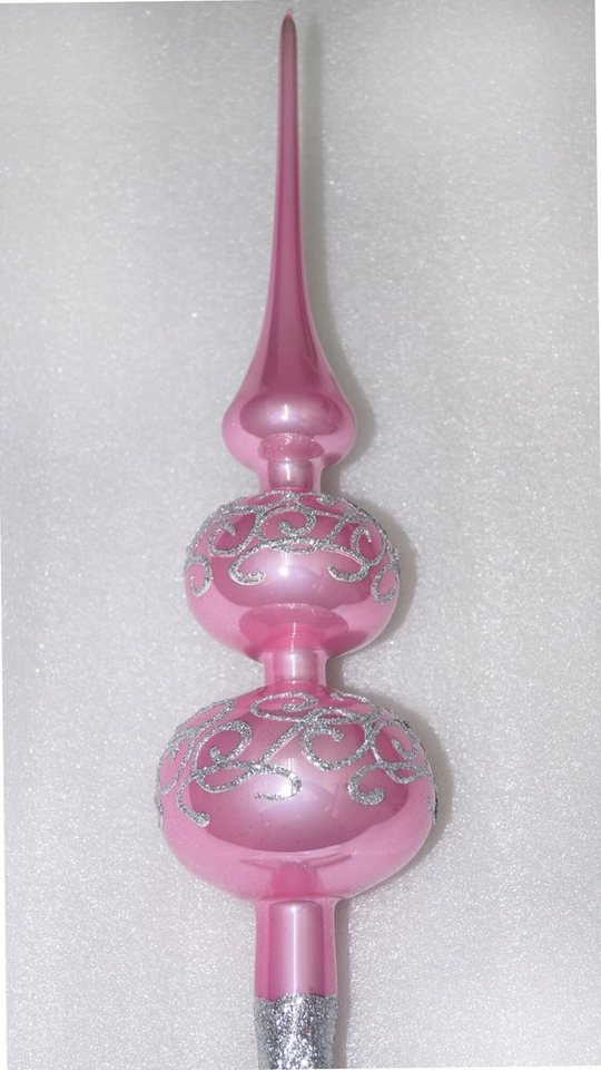 Navidacio Christbaumschmuck Weihnachtsbaumspitze Groß 35cm in Hochglanz Rosa von Navidacio