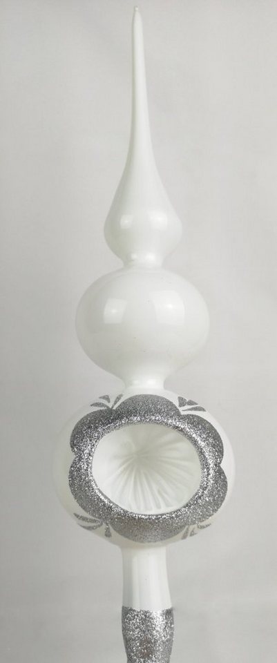 Navidacio Christbaumschmuck Weihnachtsbaumspitze Groß 35cm in Hochglanz Vintage Classic Weiss von Navidacio
