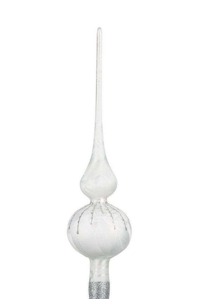 Navidacio Christbaumschmuck Weihnachtsbaumspitze Groß 35cm in Ice Weiss Silber Regen von Navidacio