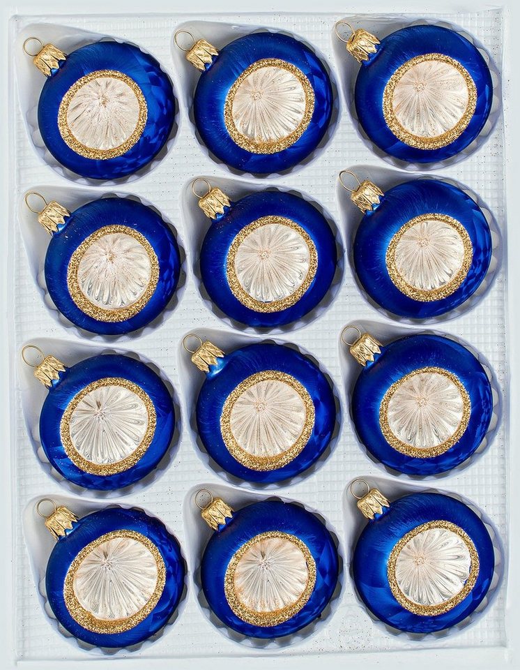 Navidacio Weihnachtsbaumkugel 12 tlg. Glas-Weihnachtskugeln Set in Vintage Ice Royal Blau Gold"" von Navidacio