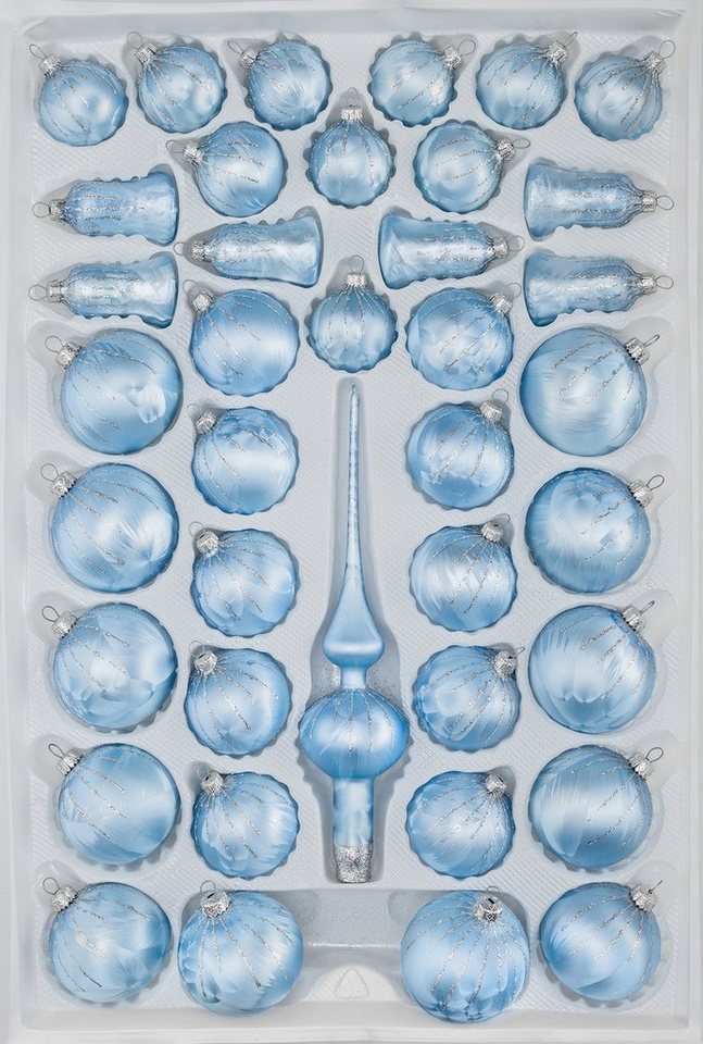 Navidacio Weihnachtsbaumkugel 39 tlg. Glas-Weihnachtskugeln Set in Ice Blau Silber Regen Navidacio Weihnachtsbaumkugel 39 tlg. Glas-Weihnachtskugeln Set in Ice Blau Silber Regen von Navidacio