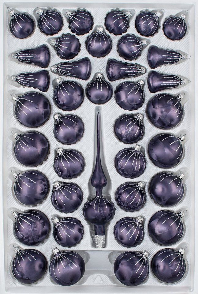 Navidacio Weihnachtsbaumkugel 39 tlg. Glas-Weihnachtskugeln Set in "Ice Graphit Silber" Regen Navidacio Weihnachtsbaumkugel 39 tlg. Glas-Weihnachtskugeln Set in "Ice Graphit Silber" Regen von Navidacio