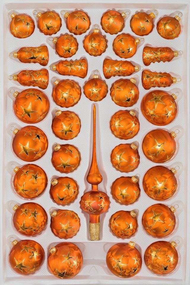 Navidacio Weihnachtsbaumkugel 39 tlg. Glas-Weihnachtskugeln Set in Ice Orange Gold Goldener Stern Navidacio Weihnachtsbaumkugel 39 tlg. Glas-Weihnachtskugeln Set in Ice Orange Gold Goldener Stern von Navidacio