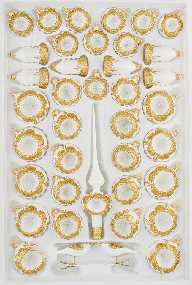 Navidacio Weihnachtsbaumkugel 39 tlg. Glas-Weihnachtskugeln Set in "Vintage Classic Weiss Gold" Navidacio Weihnachtsbaumkugel 39 tlg. Glas-Weihnachtskugeln Set in "Vintage Classic Weiss Gold" von Navidacio