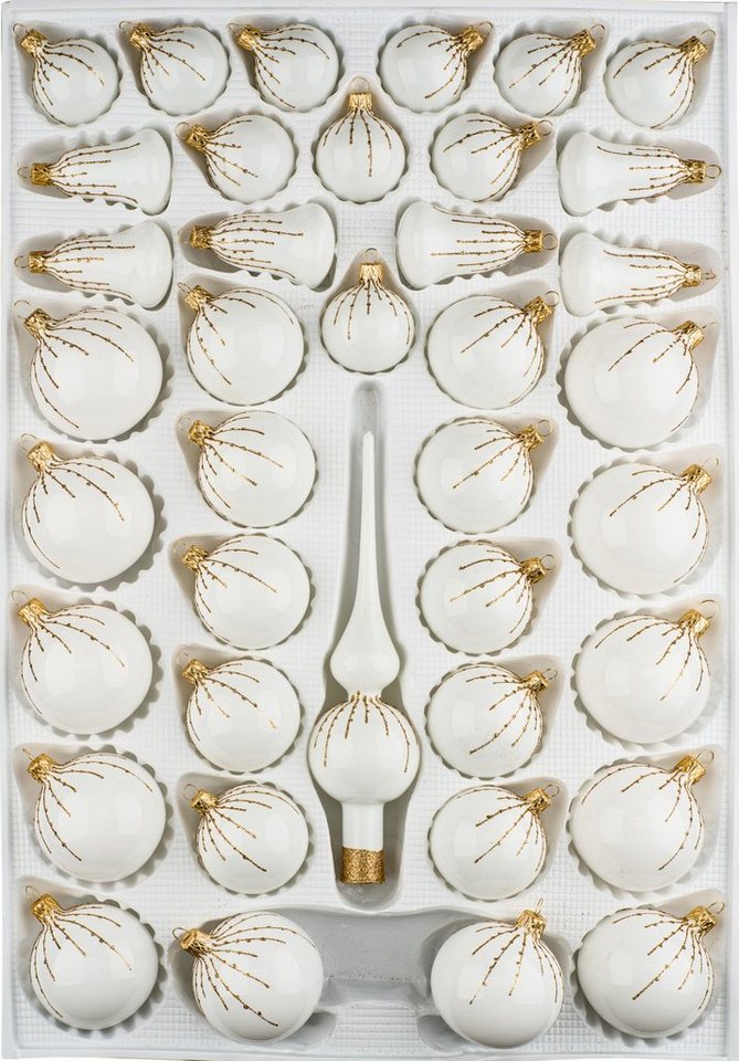 Navidacio Weihnachtsbaumkugel 39tlg. Glas-Weihnachtskugel Set "Hochglanz Modern Rot Weiss Ornamente" Navidacio Weihnachtsbaumkugel 39tlg. Glas-Weihnachtskugel Set "Hochglanz Modern Rot Weiss Ornamente" von Navidacio