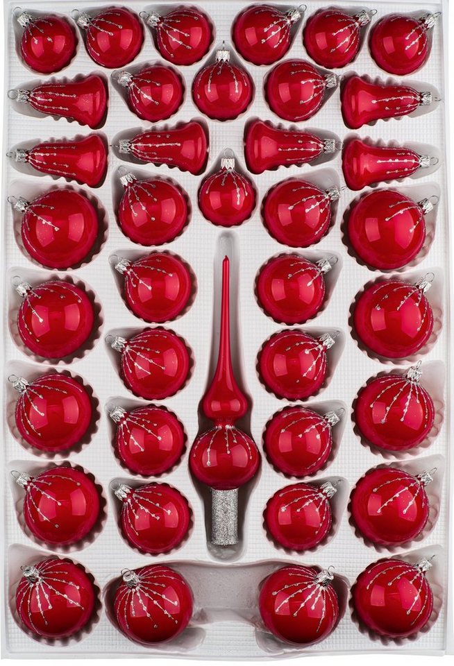 Navidacio Weihnachtsbaumkugel 39tlg. Glas-Weihnachtskugel Set "Hochglanz Modern Rot Weiss Ornamente" Navidacio Weihnachtsbaumkugel 39tlg. Glas-Weihnachtskugel Set "Hochglanz Modern Rot Weiss Ornamente" von Navidacio