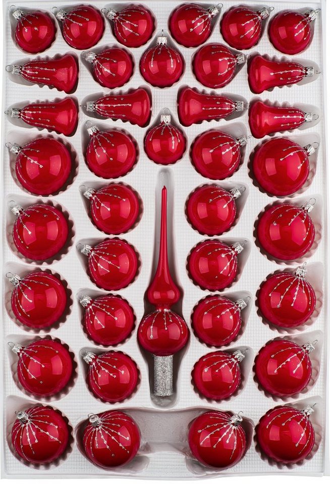 Navidacio Weihnachtsbaumkugel 39tlg. Glas-Weihnachtskugel Set Hochglanz Modern Rot Weiss Ornamente"" von Navidacio