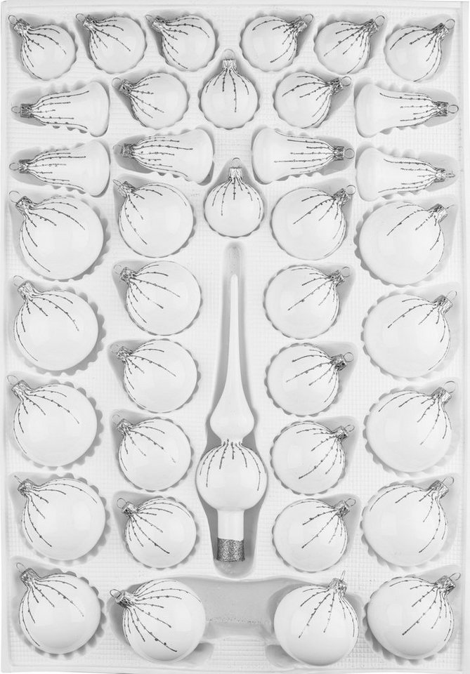 Navidacio Weihnachtsbaumkugel 39tlg. Glas-Weihnachtskugel Set "Hochglanz Modern Rot Weiss Ornamente" Navidacio Weihnachtsbaumkugel 39tlg. Glas-Weihnachtskugel Set "Hochglanz Modern Rot Weiss Ornamente" von Navidacio